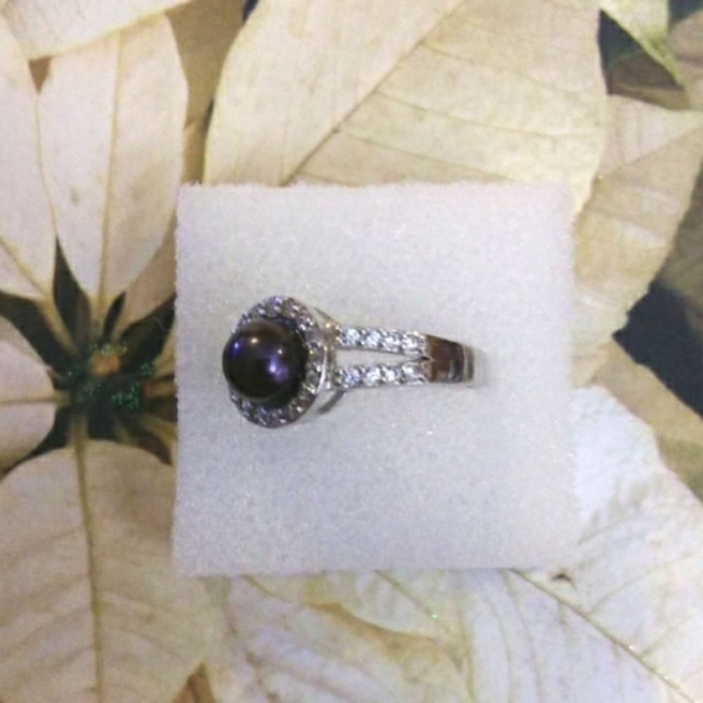 Black Pearl Halo Ring - Picture 4 of 7